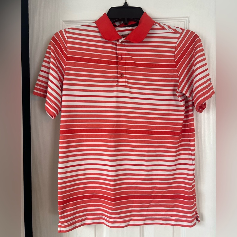 Boys large red and white Nike golf shirt